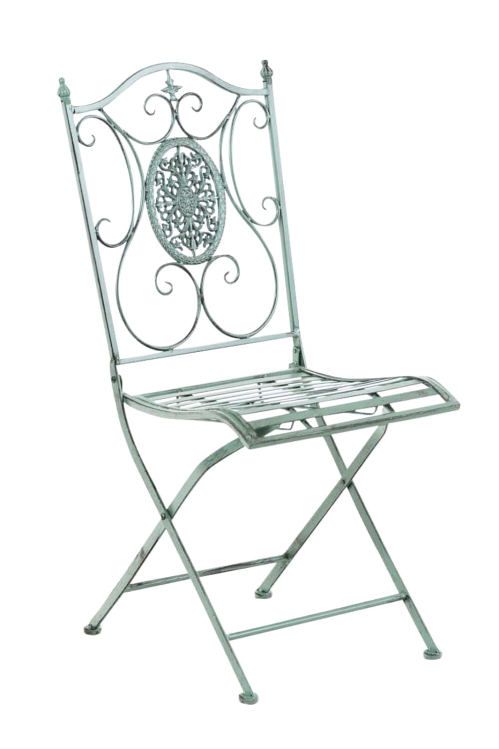 Lot de 2 chaises de jardin pliables en métal Vert antique
