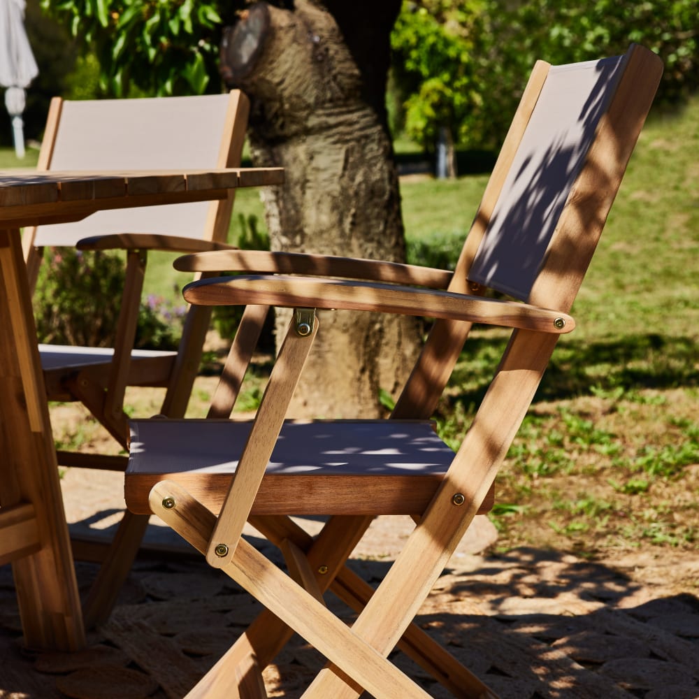 Set balcon table basse 40x40x45cm + 2 chaises beige textilene