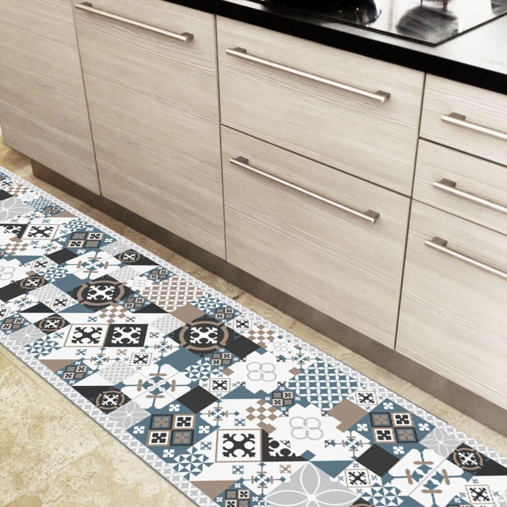 Tapis antidérapant - vinyle - int./ext. - Bleu - 120x200cm