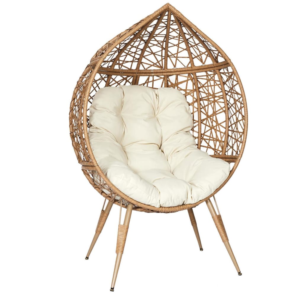 Fauteuil cocon effet rotin assise capitonnée