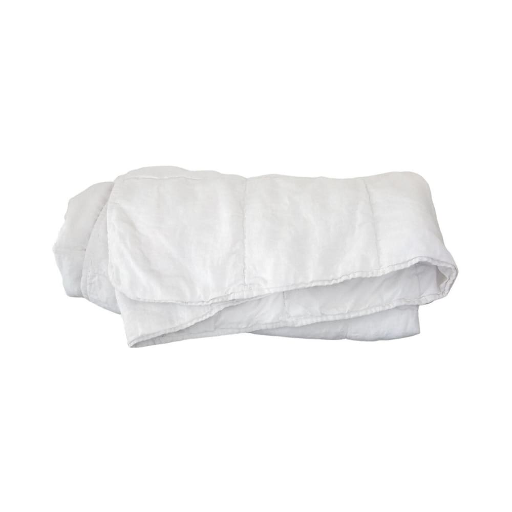 Colcha de lino lavado blanco y percal de algodón