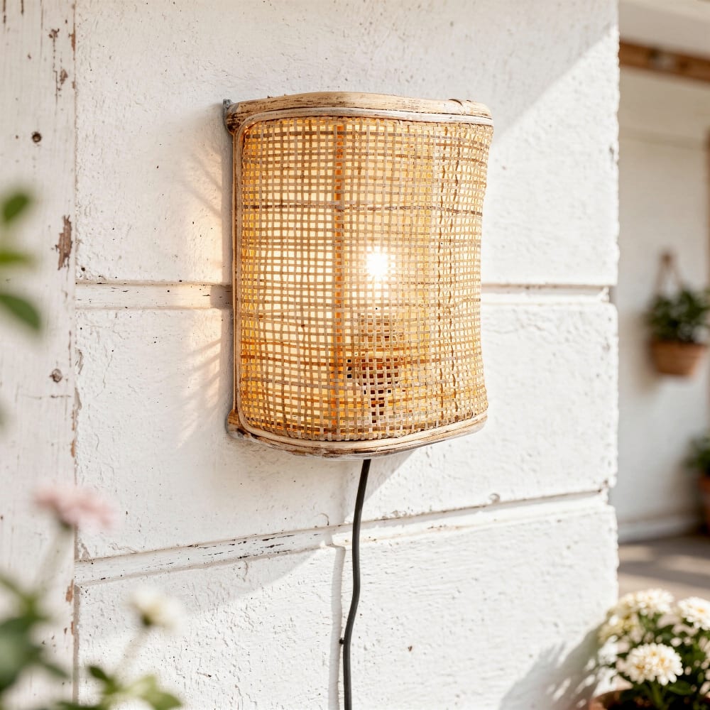 Applique demi-lune cannage en rotin - Maisons du Monde