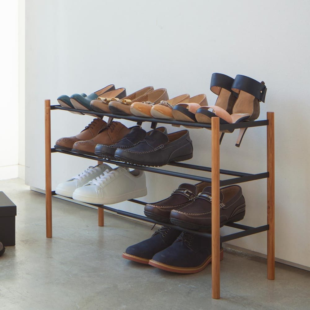 Meuble à chaussures extensible en acier noir