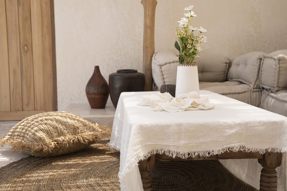 Bazar Bizar Tischdecke aus weißem leinen, 150x250x1cm style seaside - -