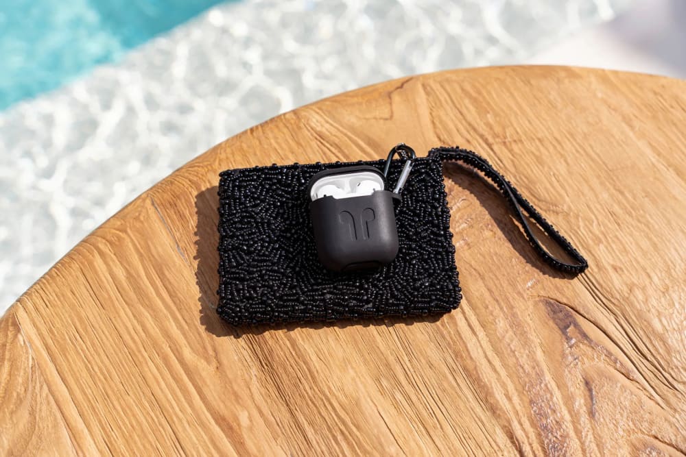 Portafoglio in perline nero 14x10x2 cm - Modello In riva al mare - Nero - Vetro