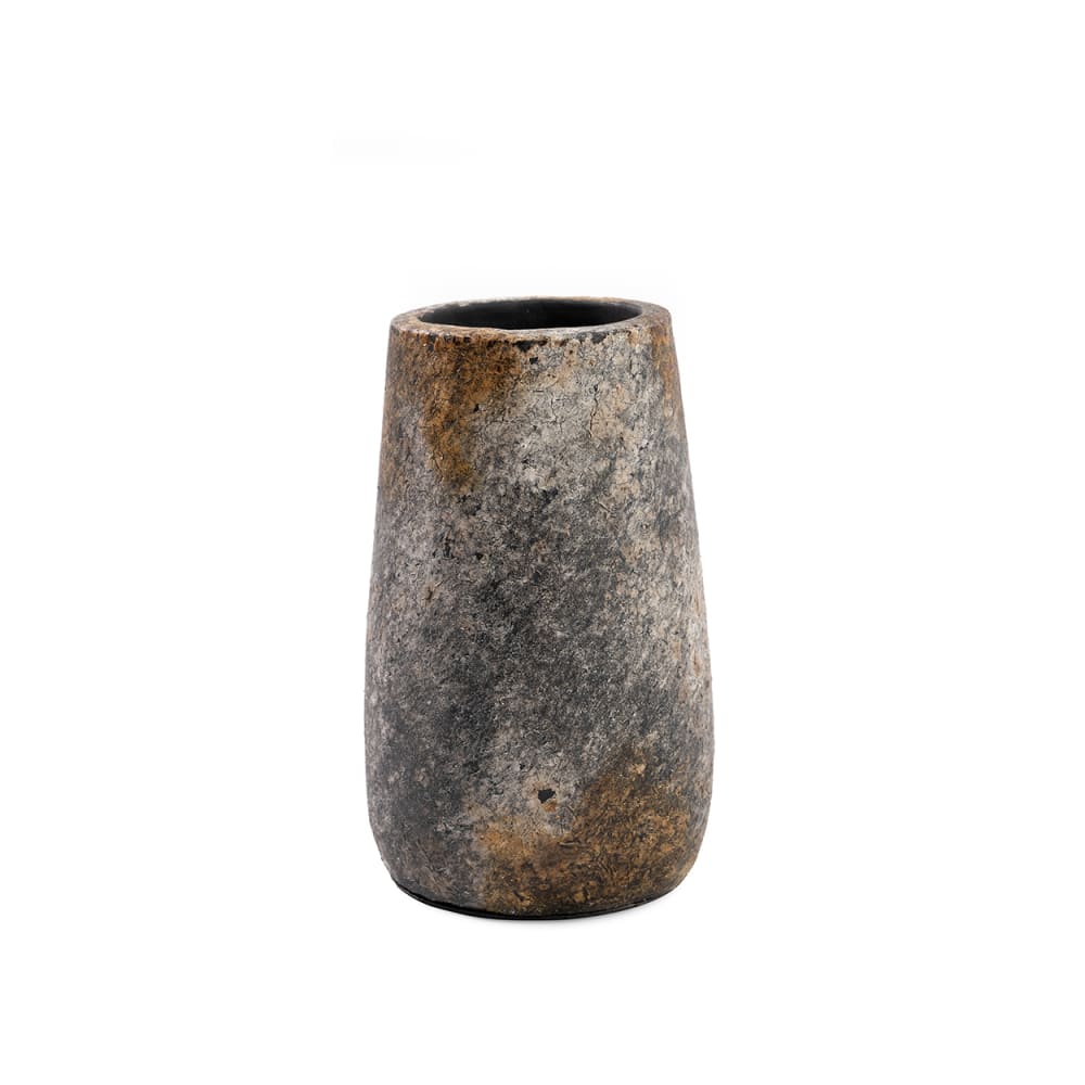 Vase terre cuite antique et gris 14x14x22cm