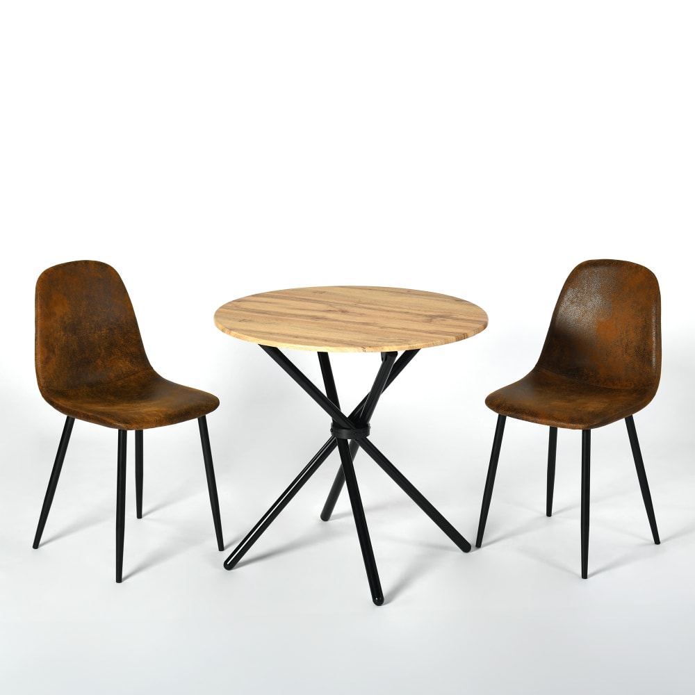 Ensemble Table ronde + 2 chaises vintage