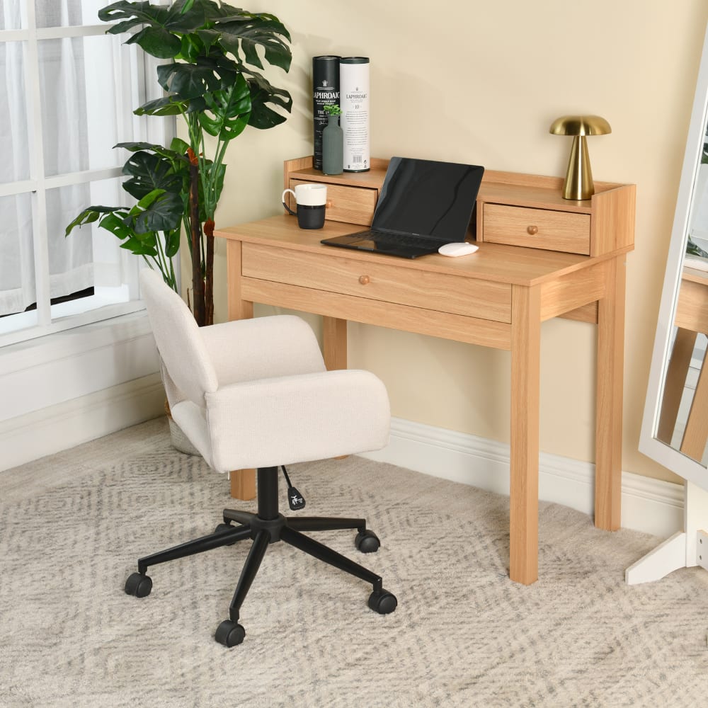 Urban Meuble Schreibtischset aus Holz mit Schubladen und Drehstuhl style industrial BEIGE SPANPLATTE Kinder