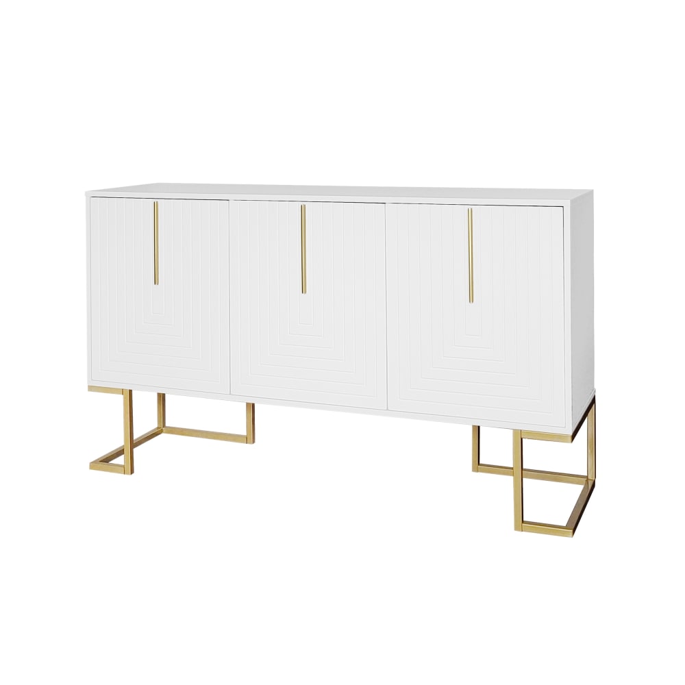 Urban Meuble Weißer Konsolentisch mit geometrischen Mustern und goldenen Beinen style classic chic Weiß Spanplatte