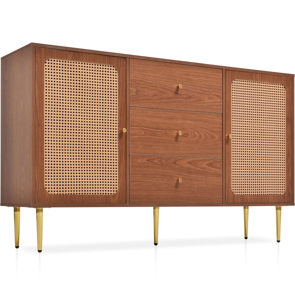 Urban Meuble Konsolentisch aus Holz mit Rohrgeflecht style vintage Braun Spanplatte