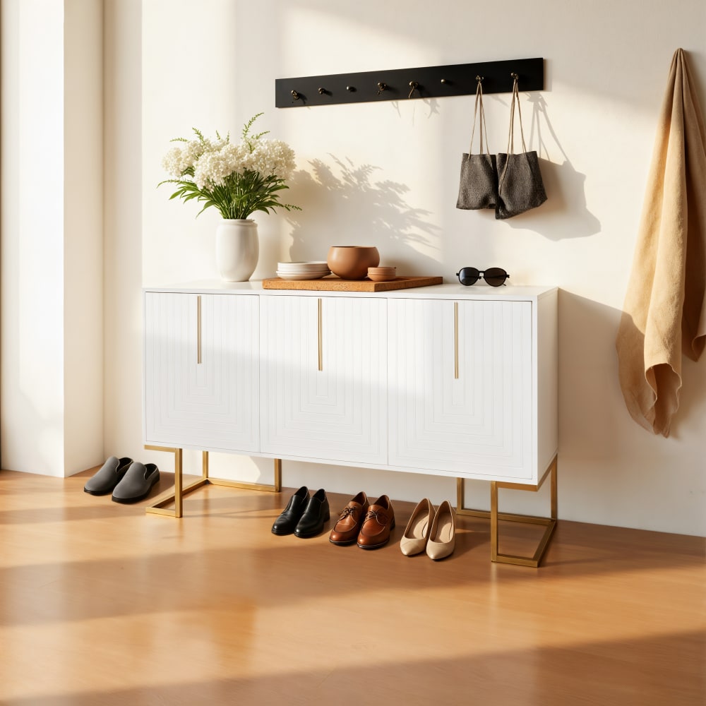 Meuble à chaussures blanc et doré – Design moderne et raffiné