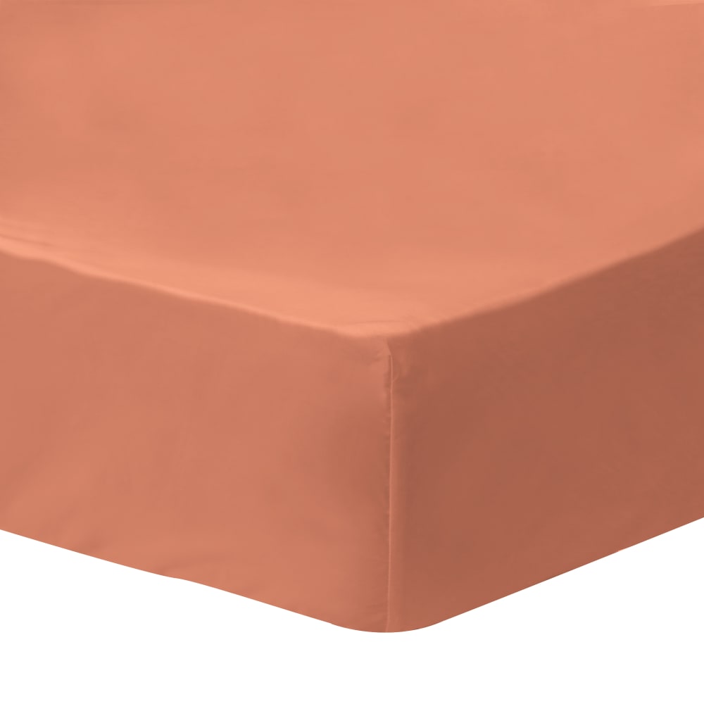 Drap-housse uni percale BIO Terracotta