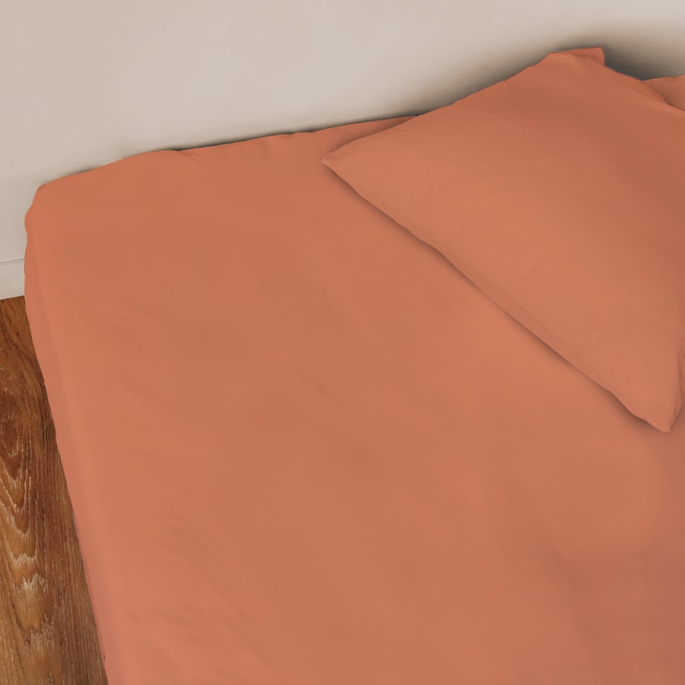 Drap-housse uni percale bio terracotta — vue 4