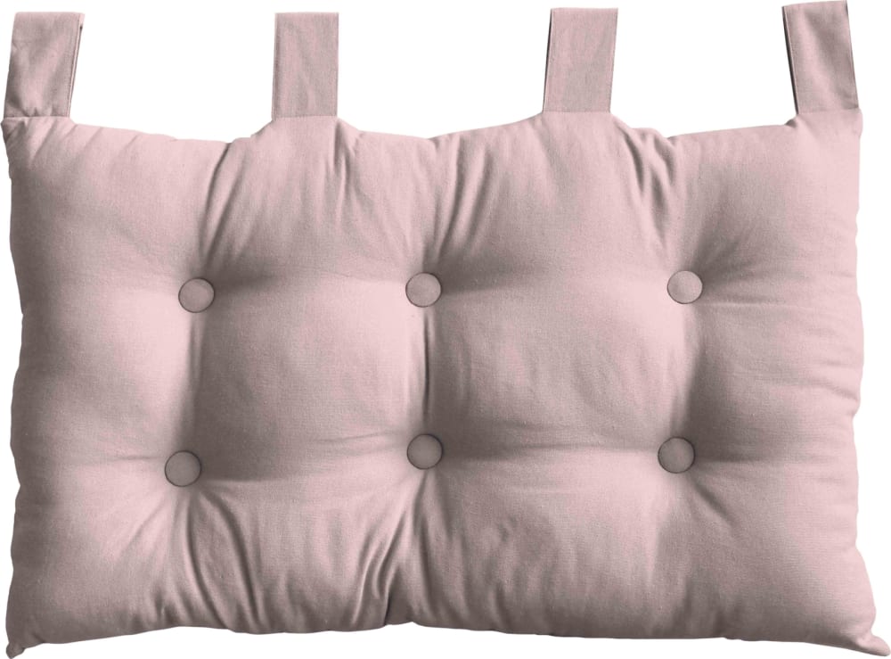 Coussin tête de lit en coton et pattes boutonnées vieux rose 70x45 cm