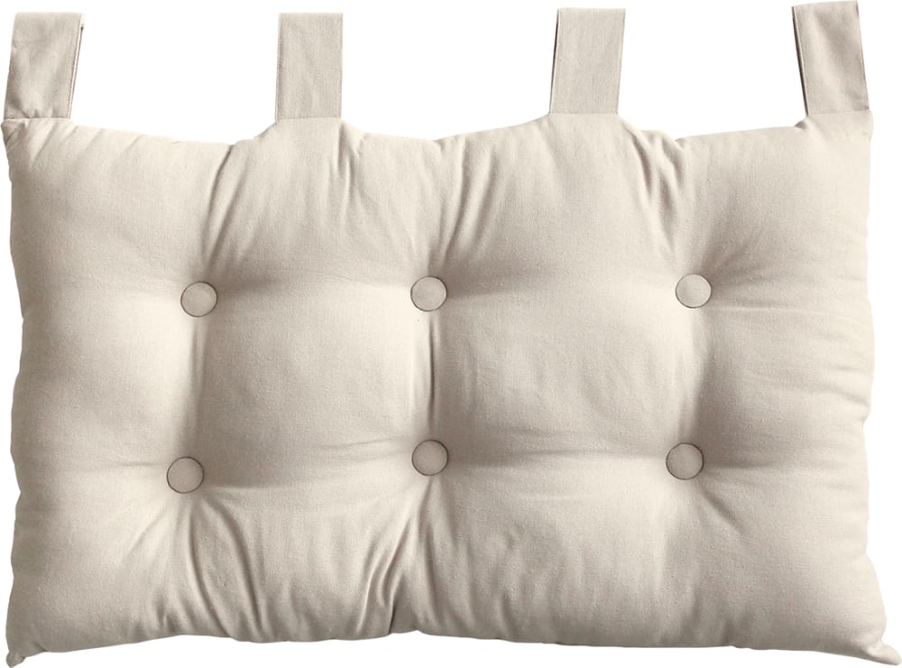 Coussin tête de lit en coton et pattes boutonnées ecru 70x45 cm