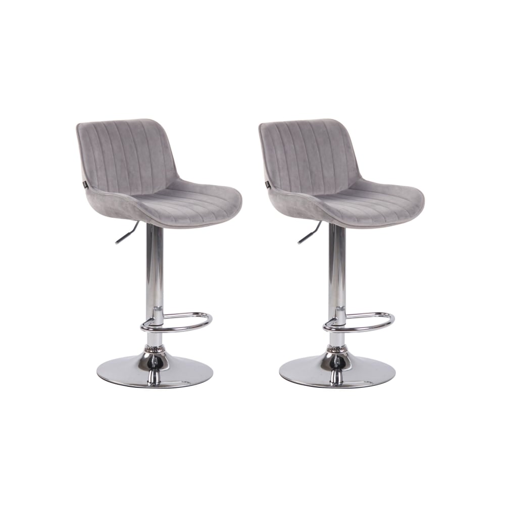 2Er Set Barhocker HöHenverstellbar Aus Samt Grau