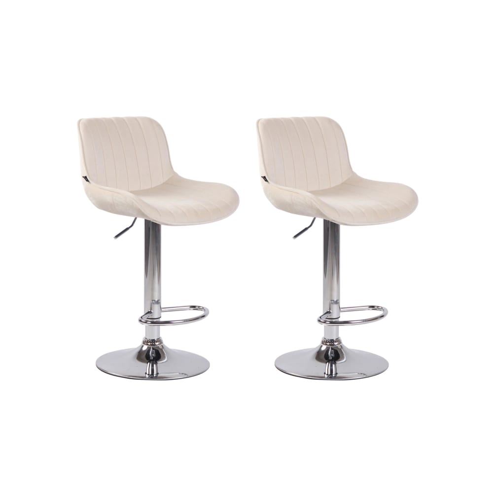 CLP 2er Set Barhocker höhenverstellbar aus Samt creme style modern Beige Samt