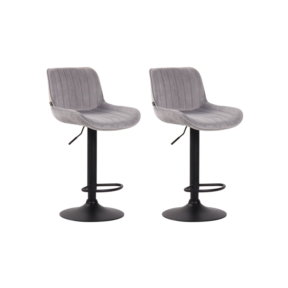 Set de 2 Taburetes de bar regulable en Terciopelo Gris