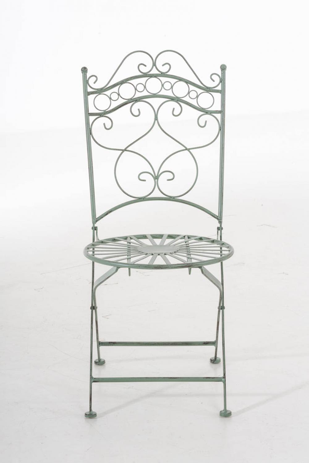 Chaise de jardin pliable en métal Vert antique