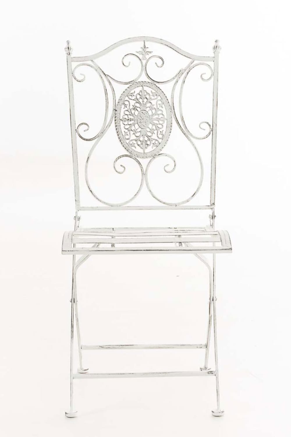 Chaise de jardin pliable en métal Blanc antique