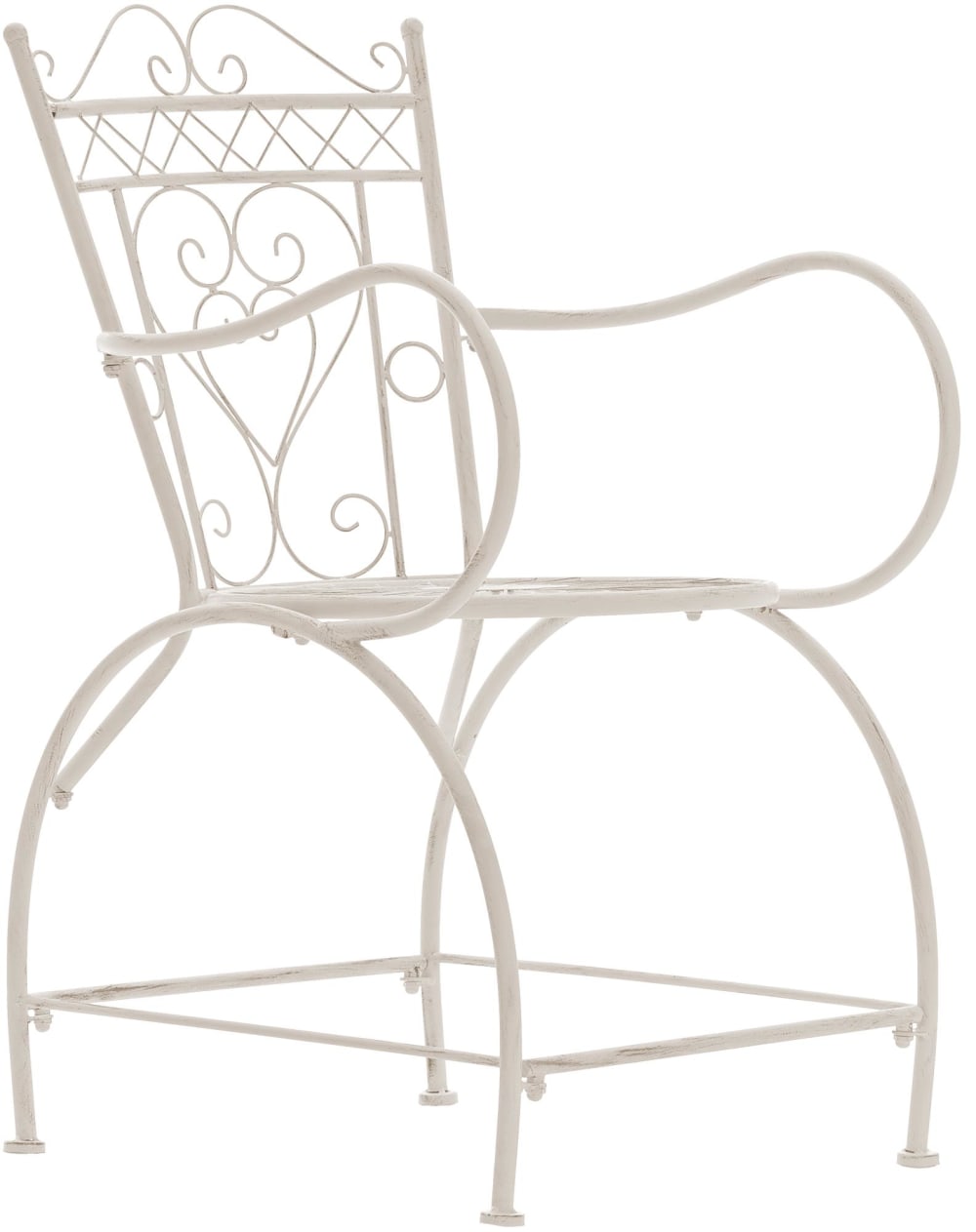 Chaise de jardin avec accoudoirs en métal Crème antique
