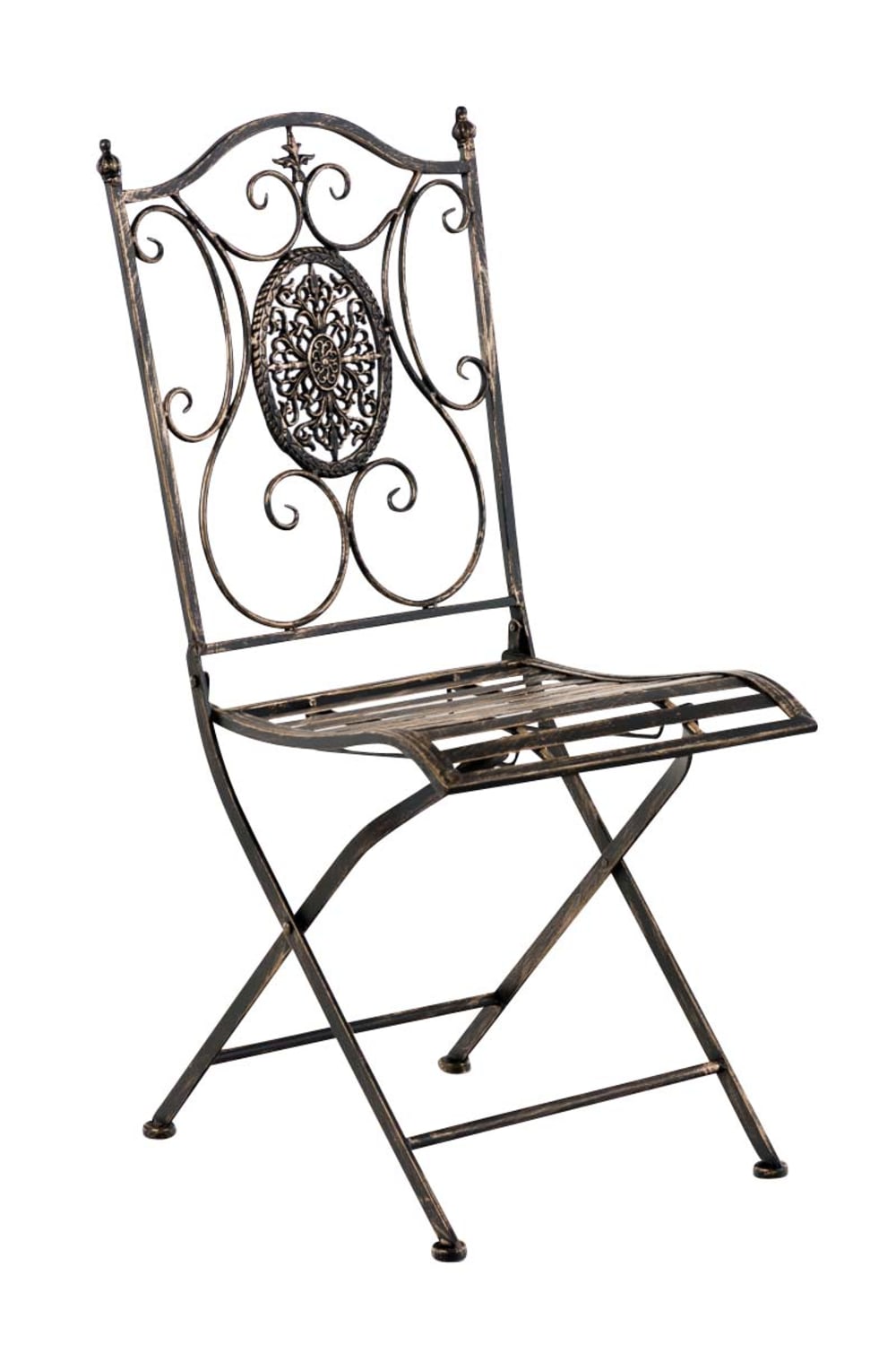 Chaise de jardin pliable en métal Bronze