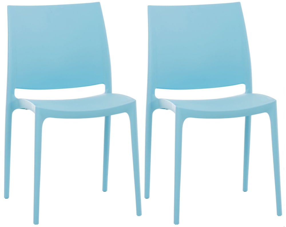 Lot 2 chaises de jardin empilables en plastique Bleu clair