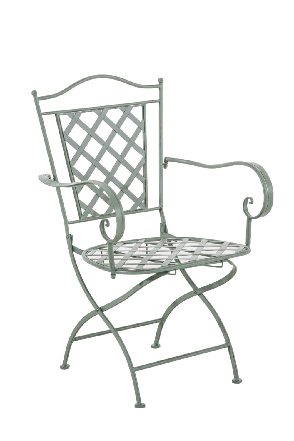 Chaise de jardin avec accoudoirs en métal Vert antique