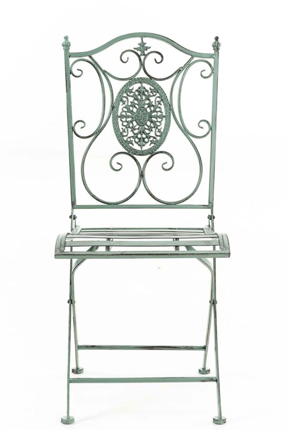 Chaise de jardin pliable en métal Vert antique