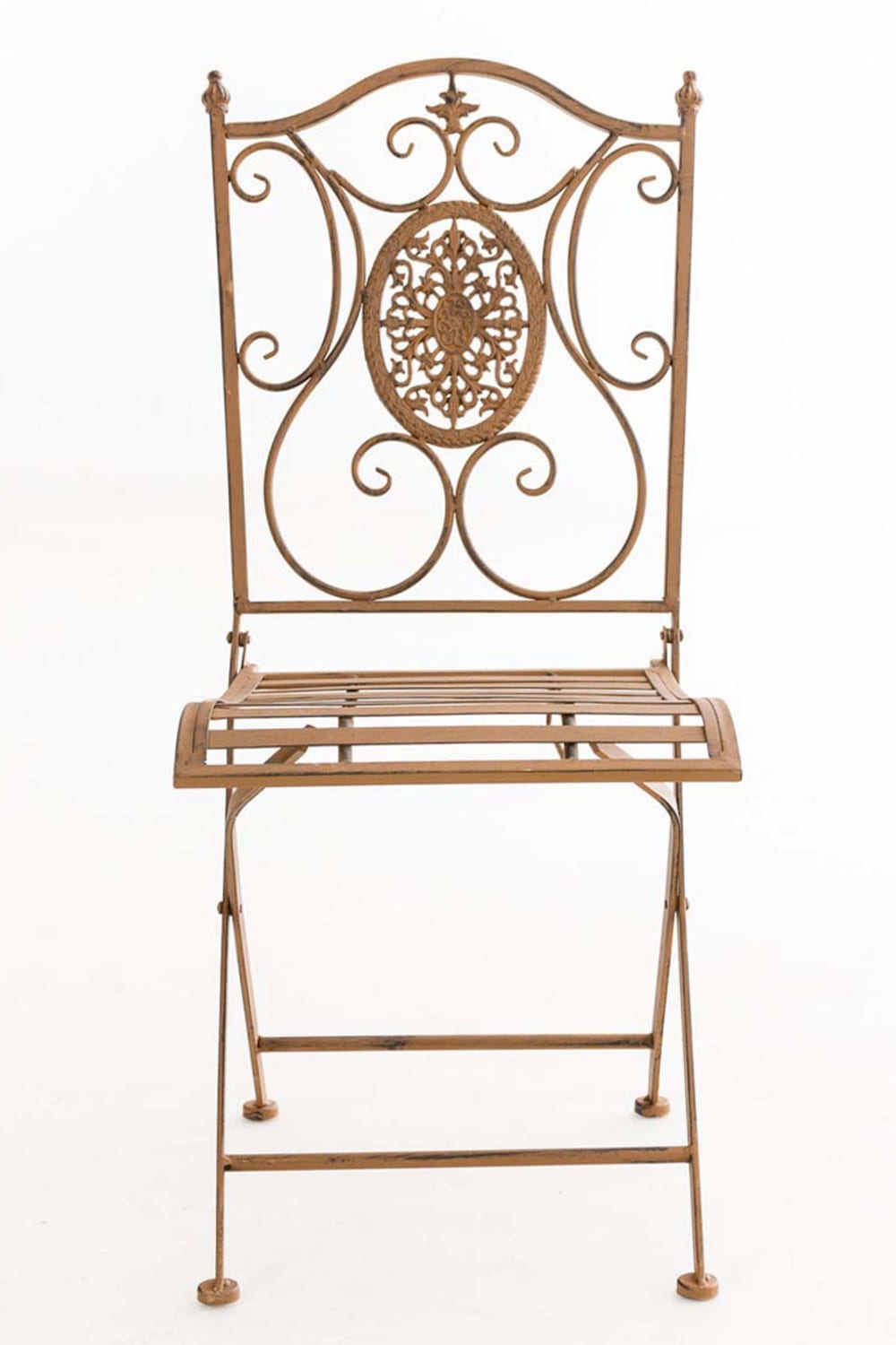 Chaise de jardin pliable en métal Marron antique