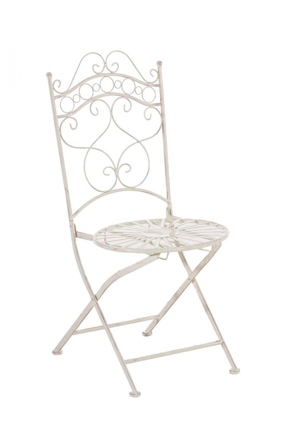 Silla de exterior plegable en metal crema antiguo