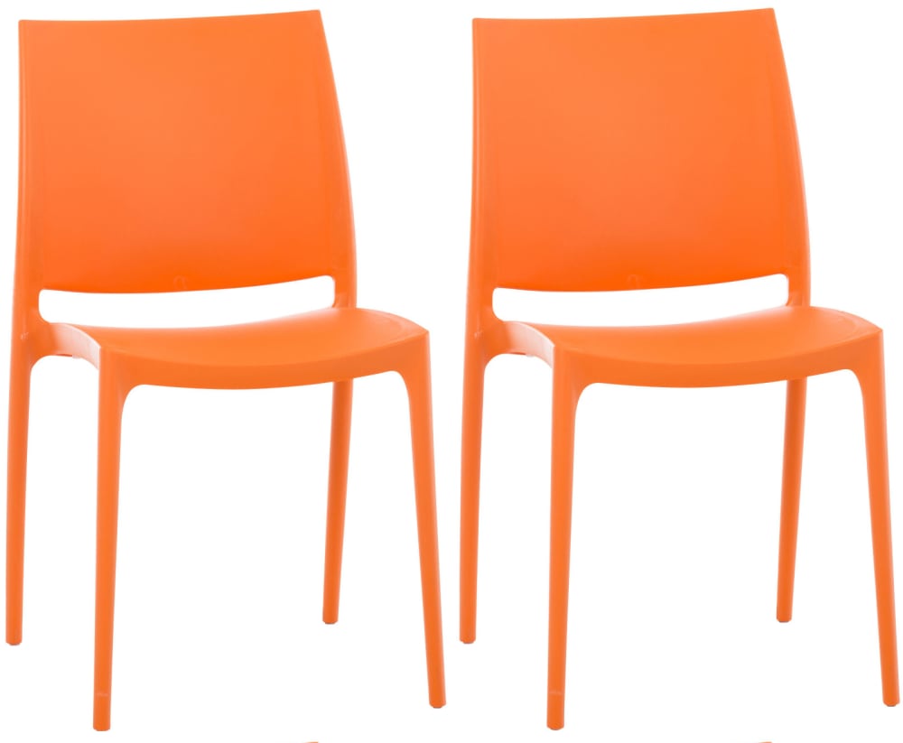 Lot 2 chaises de jardin empilables en plastique Orange