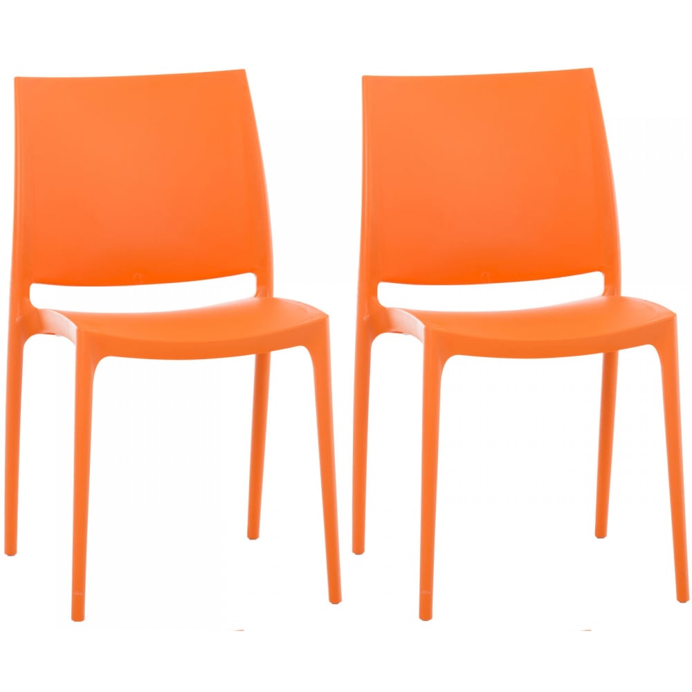 Set di 2 sedie da giardino in plastica colore arancione - CLP