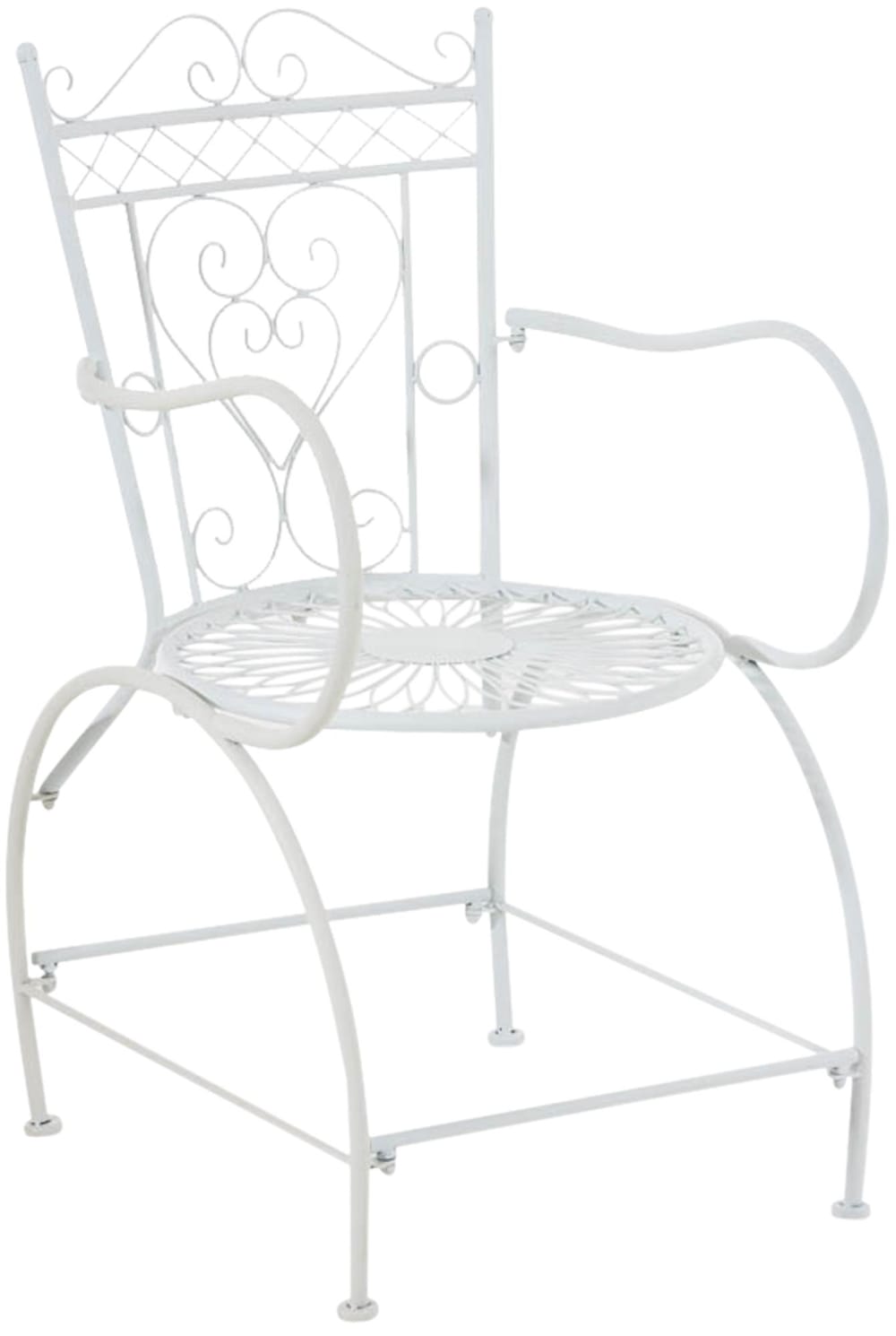 Chaise de jardin avec accoudoirs en métal Blanc