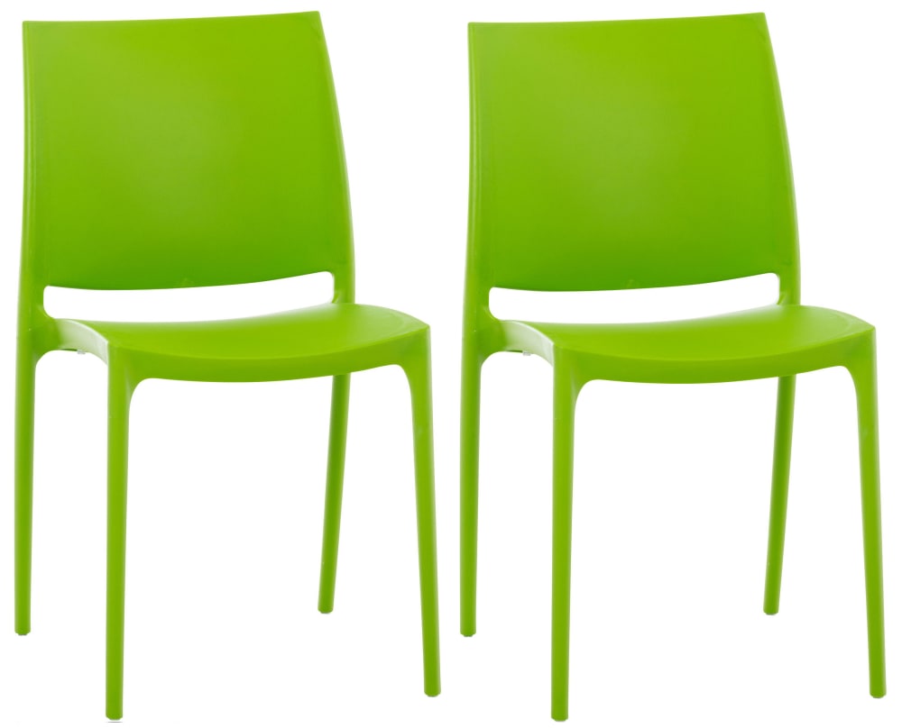 Lot 2 chaises de jardin empilables en plastique Vert