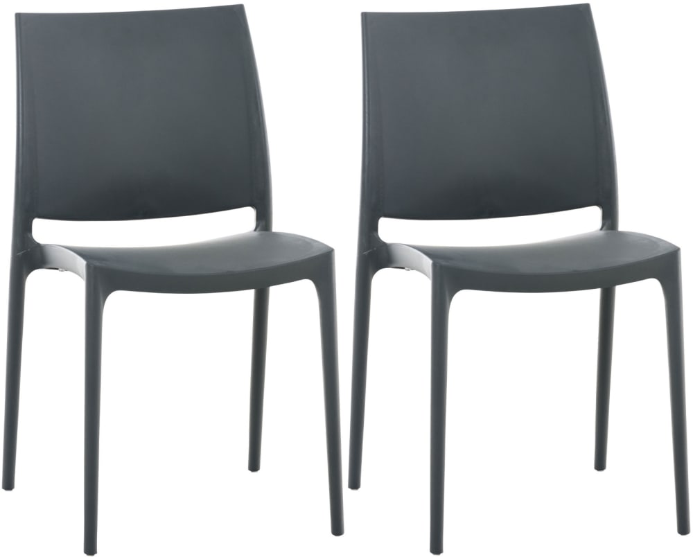 Lot 2 chaises de jardin empilables en plastique Gris foncé