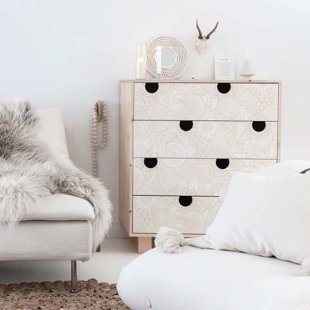 Papier+peint+vinyle+adhesif+boho+chic+sable+50x300+cm