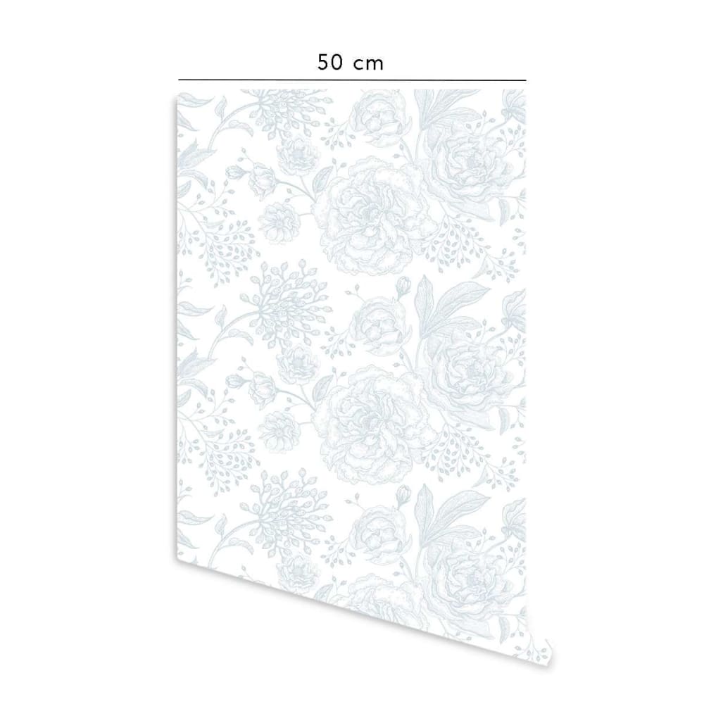 Papier peint vinyle adhésif fleurs poudre bleu 50x300 cm — vue 3