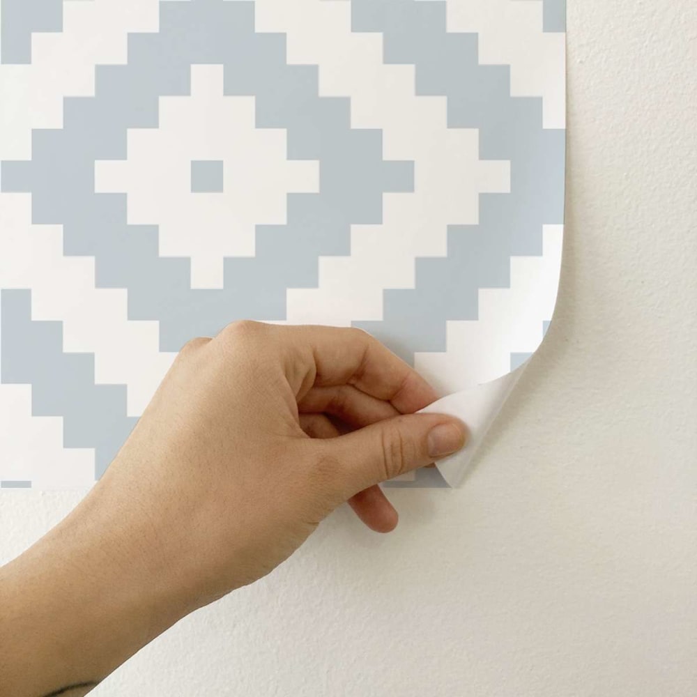 Papier peint vinyle adhésif ethnique chic poudre bleu 50x300 cm — vue 4