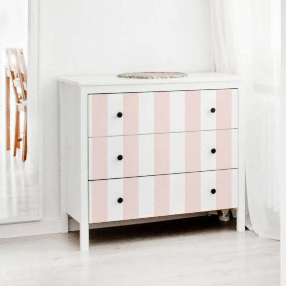 Papier peint vinyle adhésif lignes poudre rose 50x300 cm — vue 4