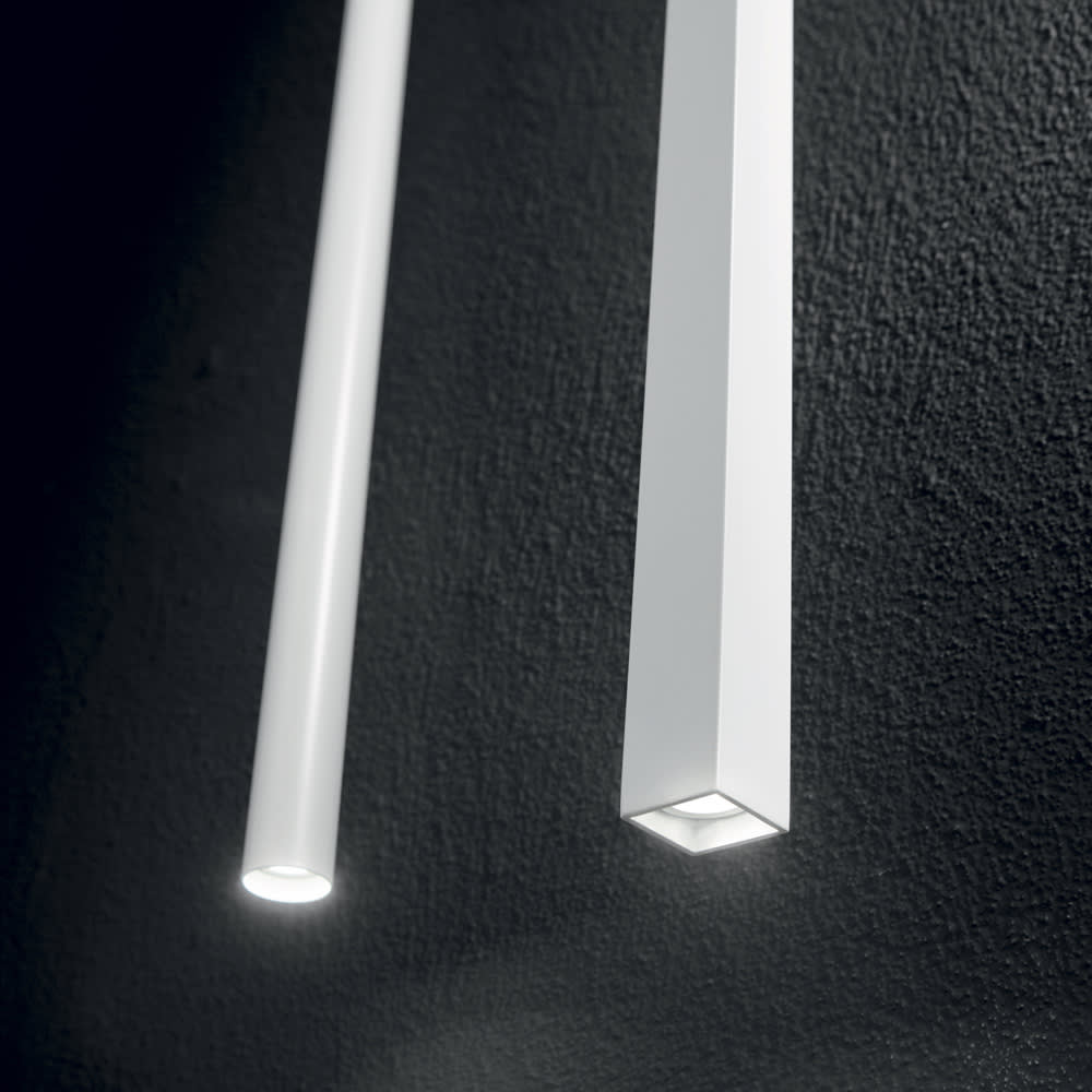 Sospensione small led in metallo bianca sezione quadrata - Ideal