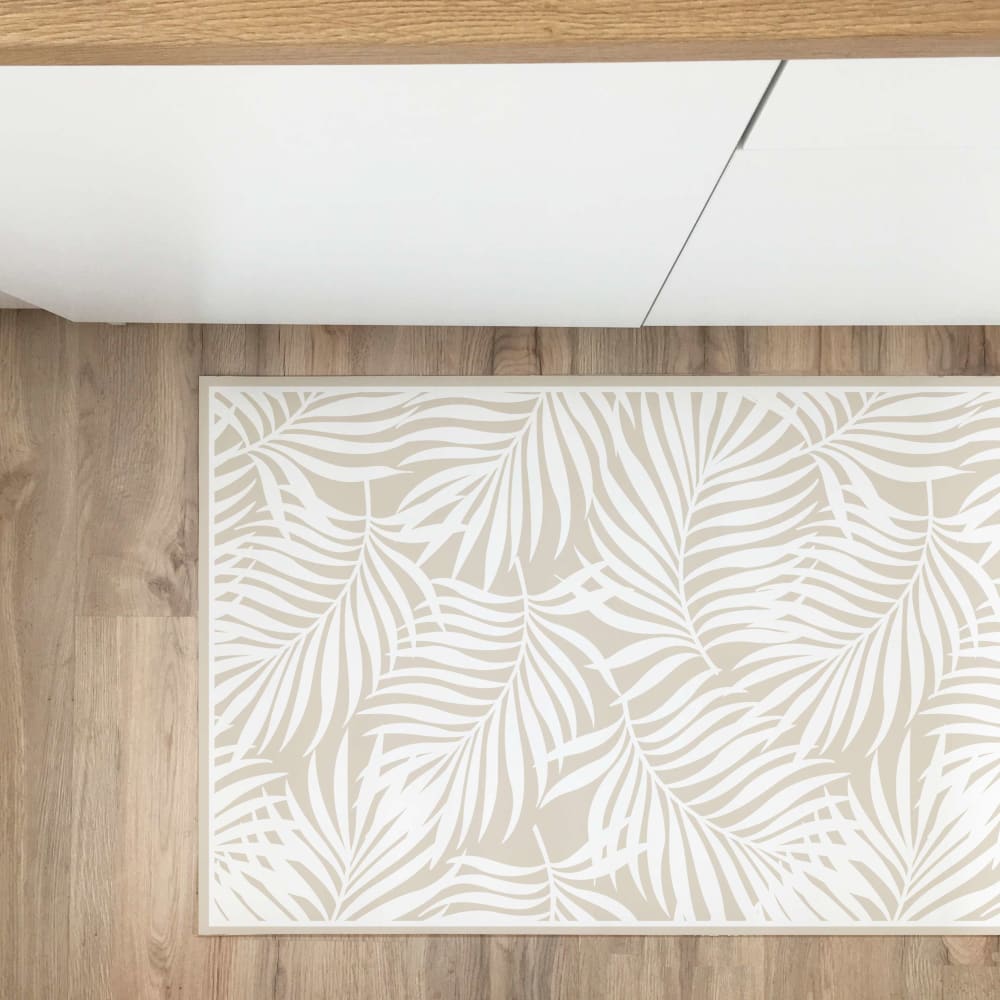 Tapis en vinyl feuilles tropicales écru 48x198 cm — vue 4