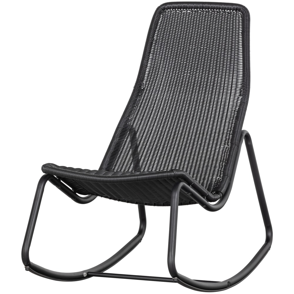 Fauteuil à bascule en rotin noir