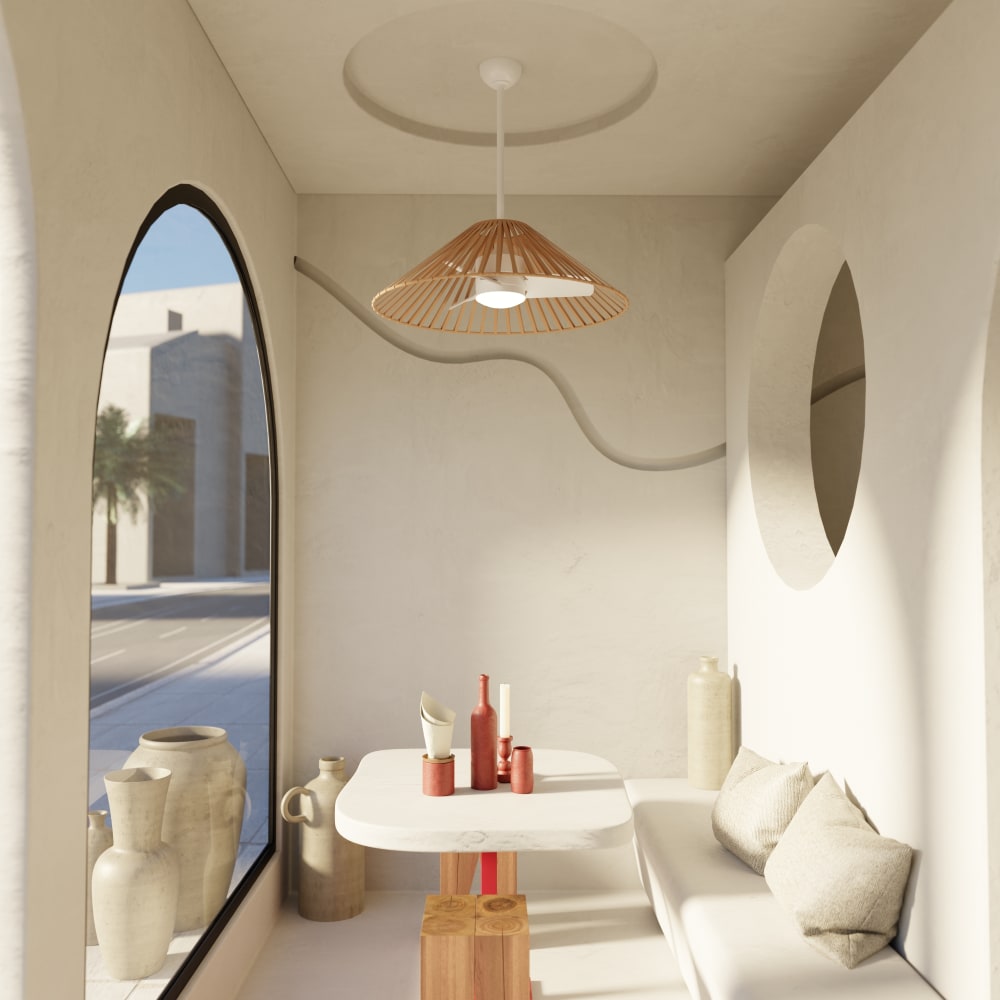 TERRA-Ventilateur de plafond extérieur 89cm LED 18W Blanc