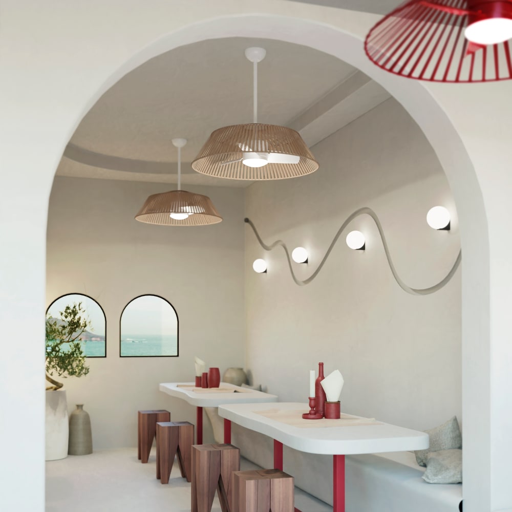 GEMA - Ventilateur de plafond extérieur 82cm LED 18W Blanc