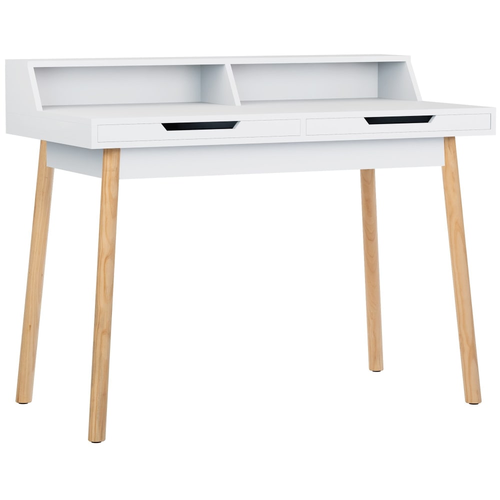 Bureau avec 2 tiroirs de rangement en holz blanc Bureau avec 2 tiroirs de rangement en holz blanc