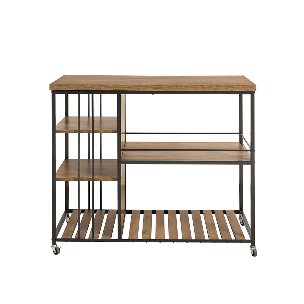 Carrito múltiusos para cocina con bandejas metal marrón