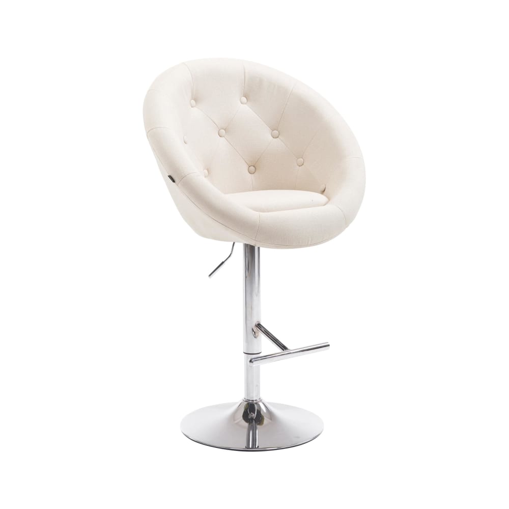 Tabouret de bar réglable pivotant en tissu Crème