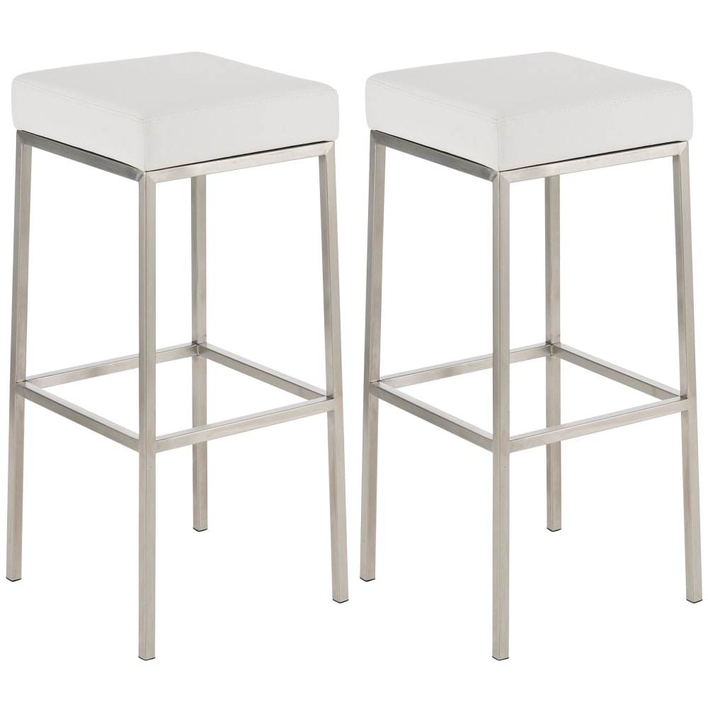 Lot de 2 Tabouret de bar avec pieds en pvc et synthetique Blanc