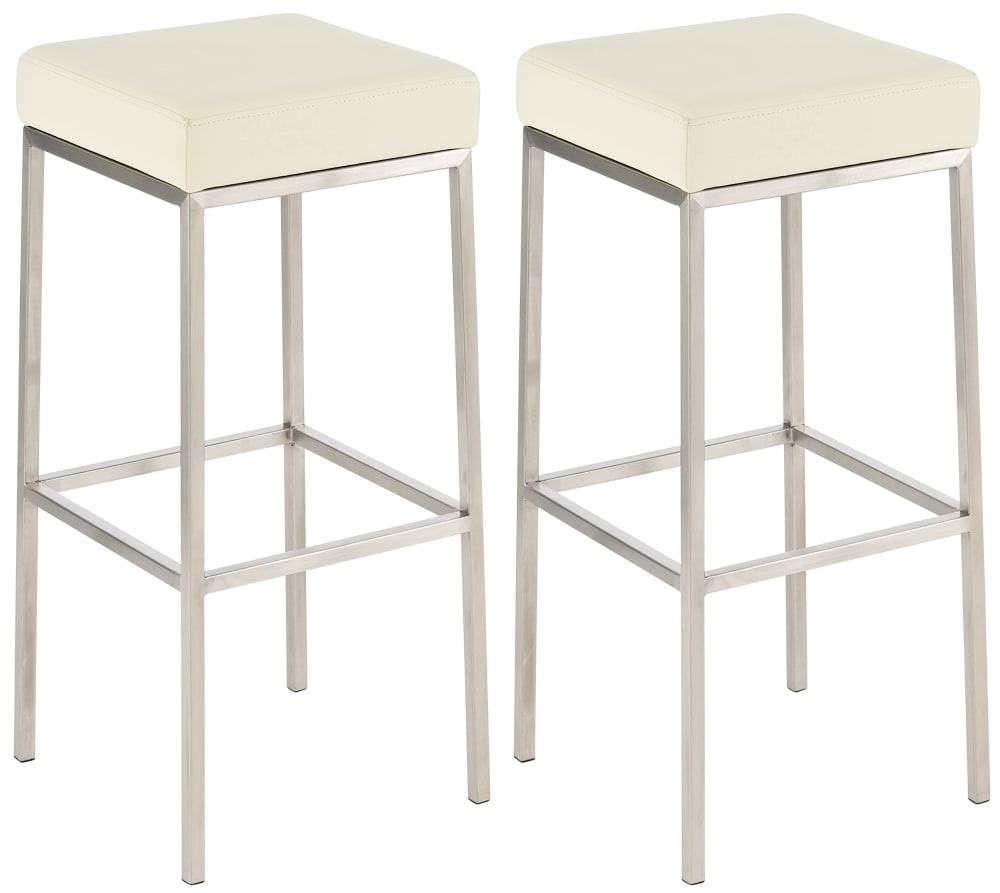 Lot de 2 tabouret de bar avec pieds en pvc und synthetik crème